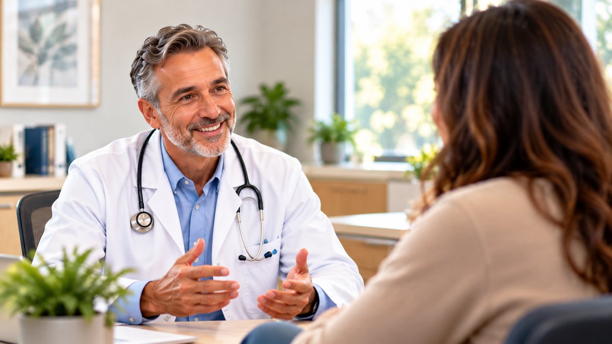 A doctor talking with a patient